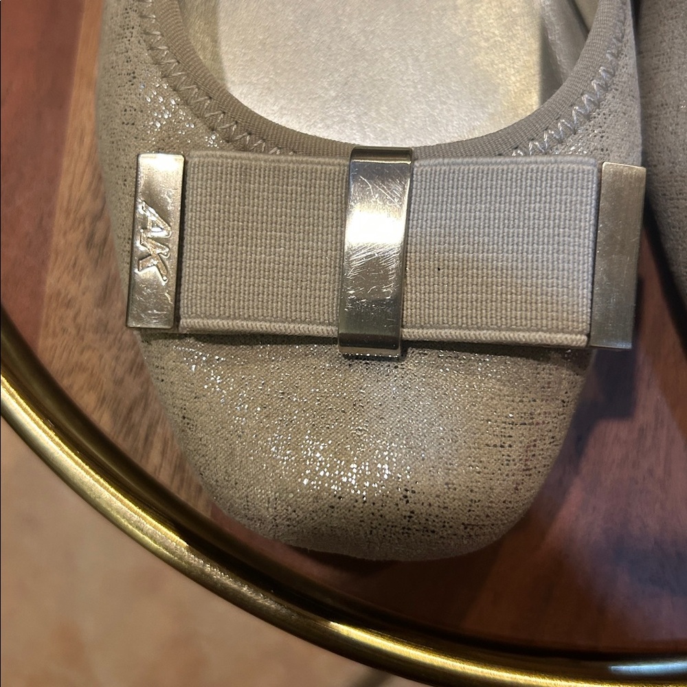 AK Sports Gold light gray tan Slingback Ballet Shoes, Size 7M - Picture 2 of 9